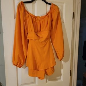 Orange off shoulder romper